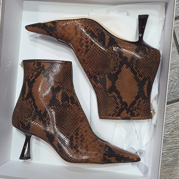 JIMMY CHOO Kix 65 Cuoio Snake Print Pointed Toe Leather Boots Size 36.5 ITALY - Picture 15 of 17